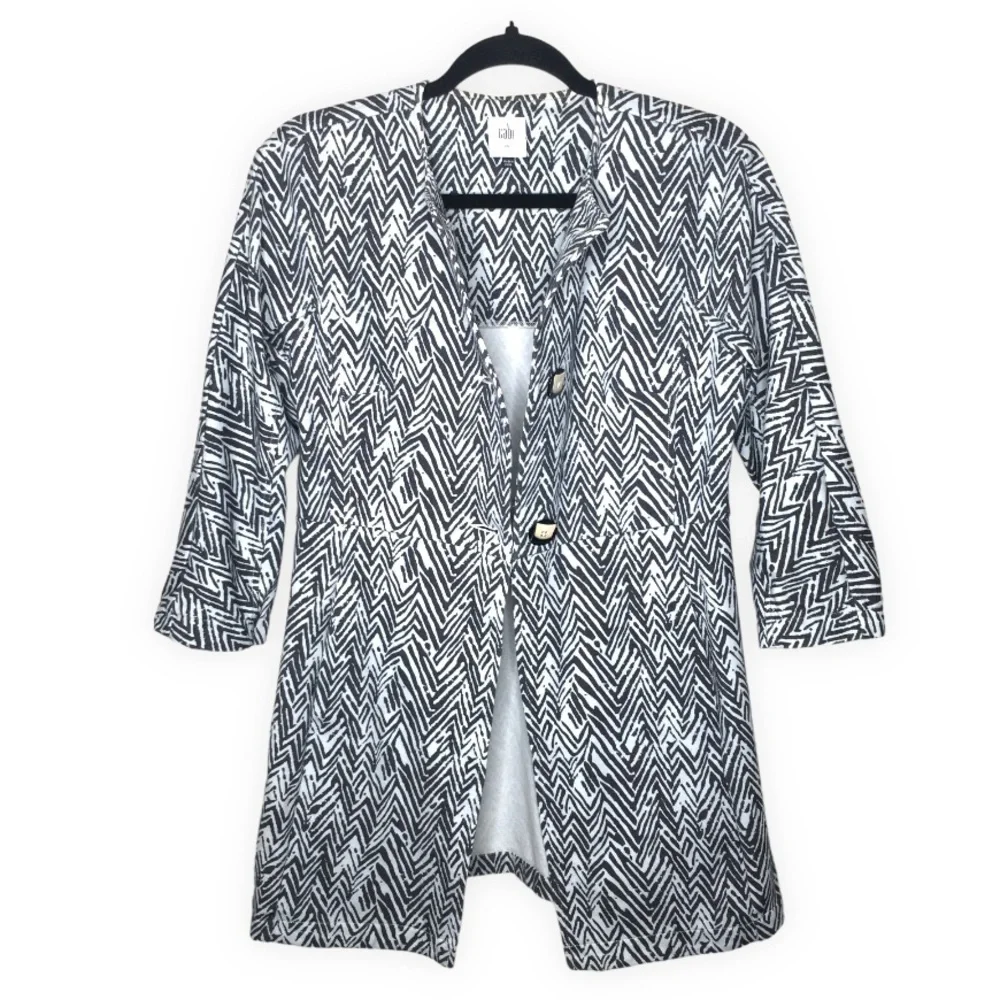 CAbi Zig Zag Chevron Zebra Ponte‎ Knit Jacket Coat